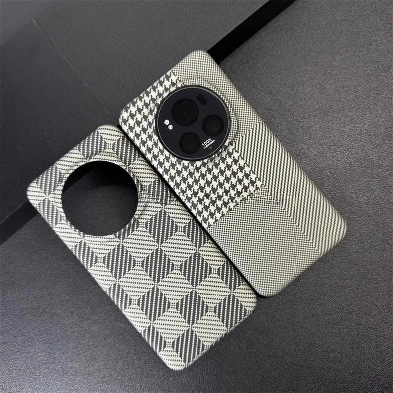 

For Honor Magic 7 6 Pro Case Luxury Checkerboard Kevlar Textured Plastic Half Coverage Shockproof Hard Back Cover