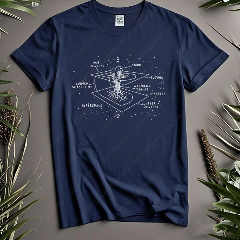 Celestial Wormhole Time cotton TShirt Spacetime Warp Black Hole Universe Tees Astrophysics Astronomy Dimension Men Women Tops