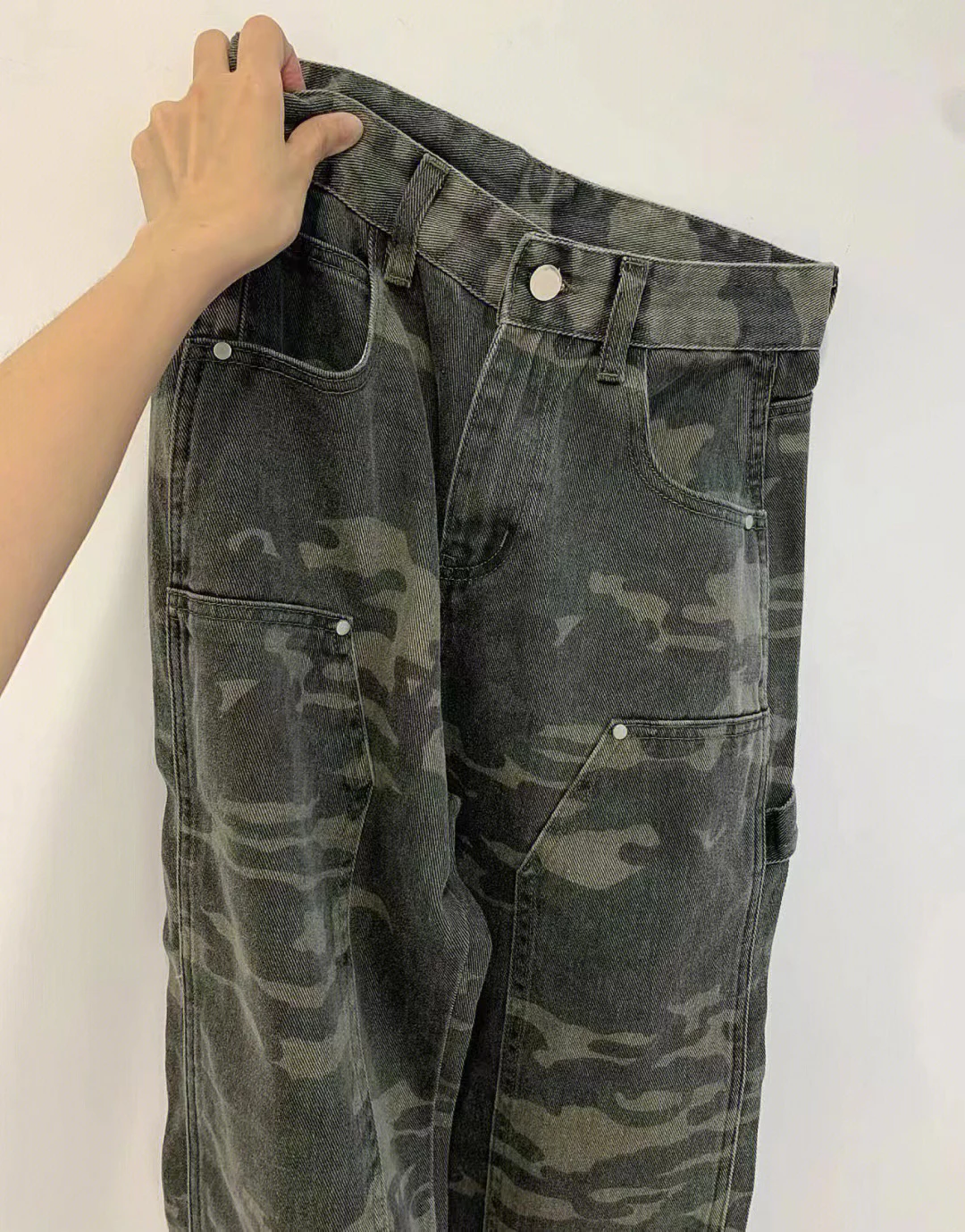 American High Street Retro Camouflage Pants Women Spring High Waist Straight Military Pants Slim Casual Cargo Pants Ins Fashion