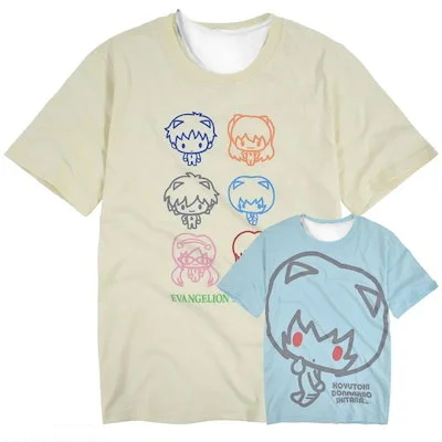 Adult and Children EVA (Neon Genesis Evangelion) Q-version Characters 3D Printed Cute Line Art Short Sleeve, Shorts Friends