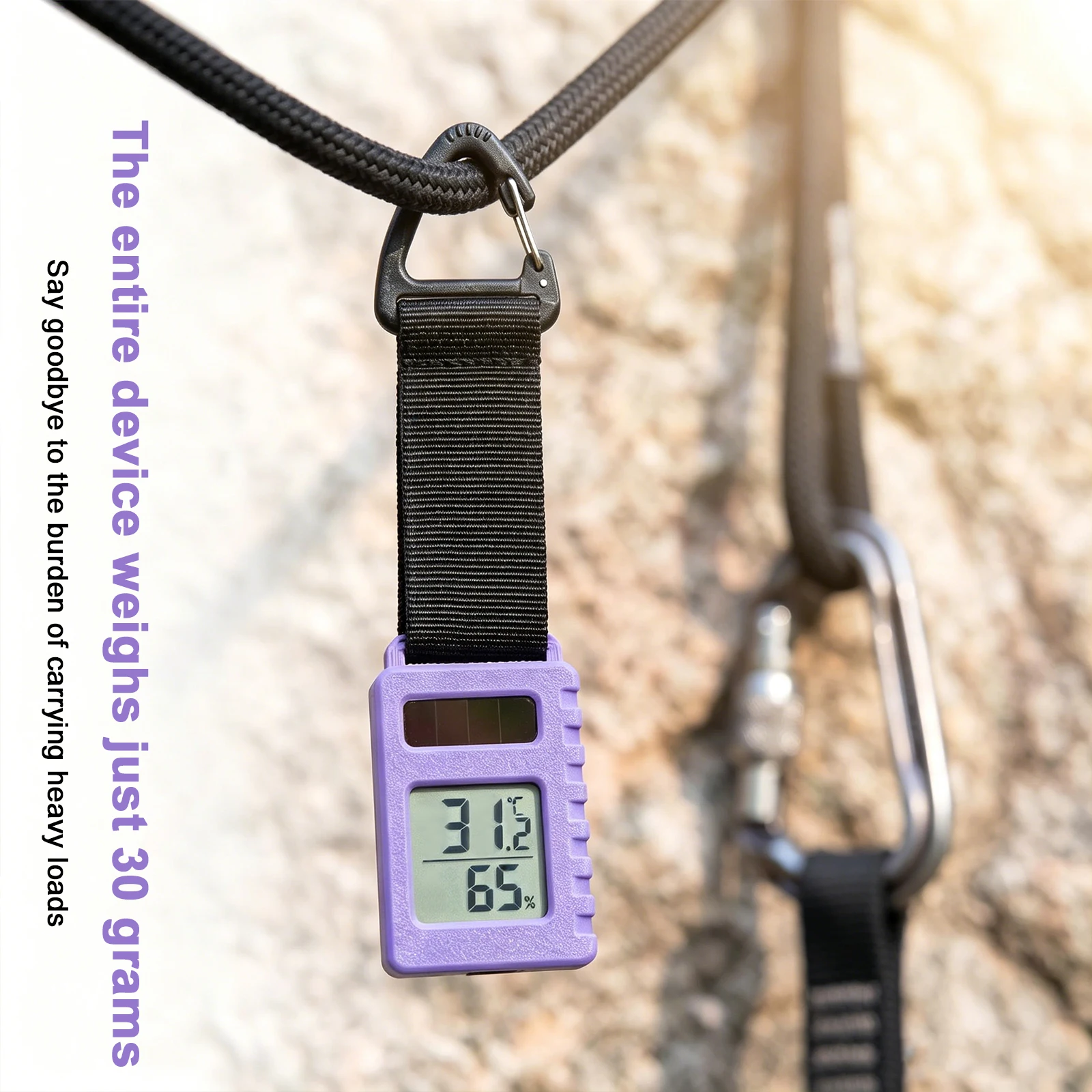 3D Printing 30g Ultra-Light Digital Thermometer with Carabiner Clip Splash-Proof Outdoor Hygrometer for Camping Hiking Travel