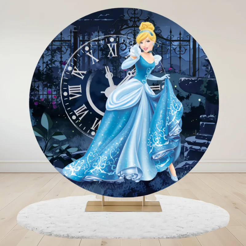 Cinderella Princess Round Backdrop 3 Cylinder Cover 4 Piece Background Photography Baby Shower Birthday Party Dessert Table