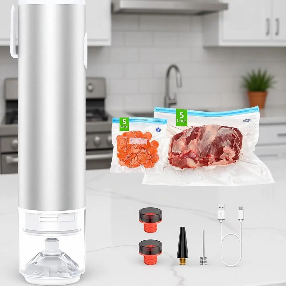 

Набор для вакуумной упаковки Sous Vide - 10 многоразовых пакетов для Sous Vide с ручным вакуумным насосом, многоразовые пакеты для вакуумной упаковки Sous Vide
