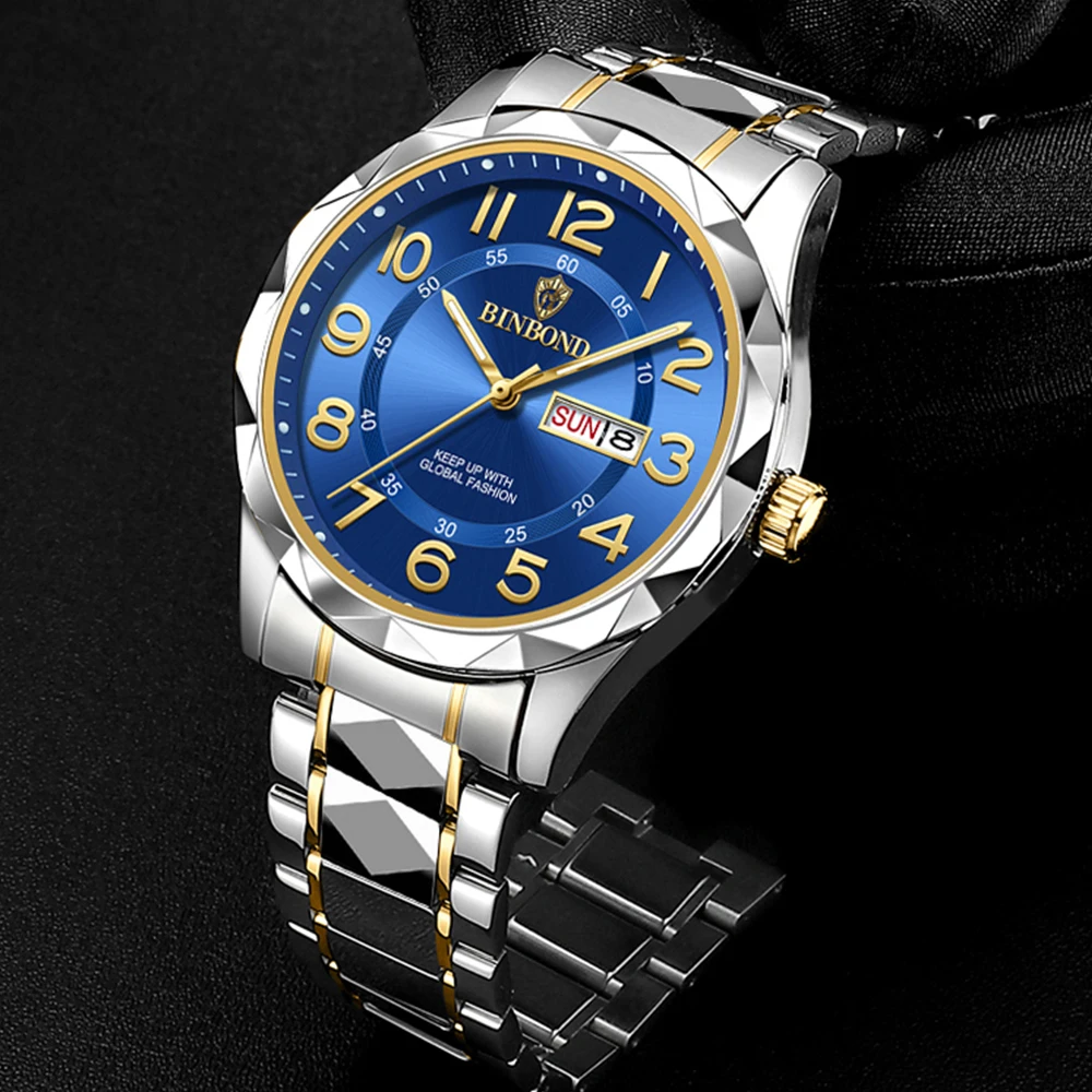 BINBOND Top Luxury Men Watches Business Top Brand Man Wristwatch Waterproof Luminous Date Week Quartz Men\'s Watch High Quality