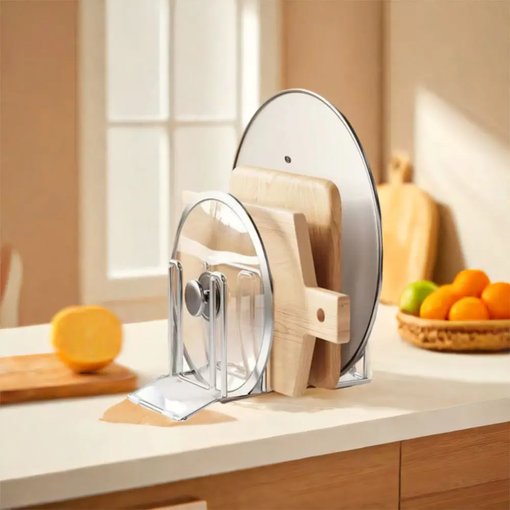 

Thickened Stainless Steel Pot Lid Storage Rack Vertical Rustproof Chopping Board Rack Space Saving Anti-slip