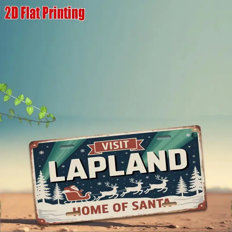 2D Flat Design, Lapland Finland Themed Metal License Plate Sign - Large Size 11.8