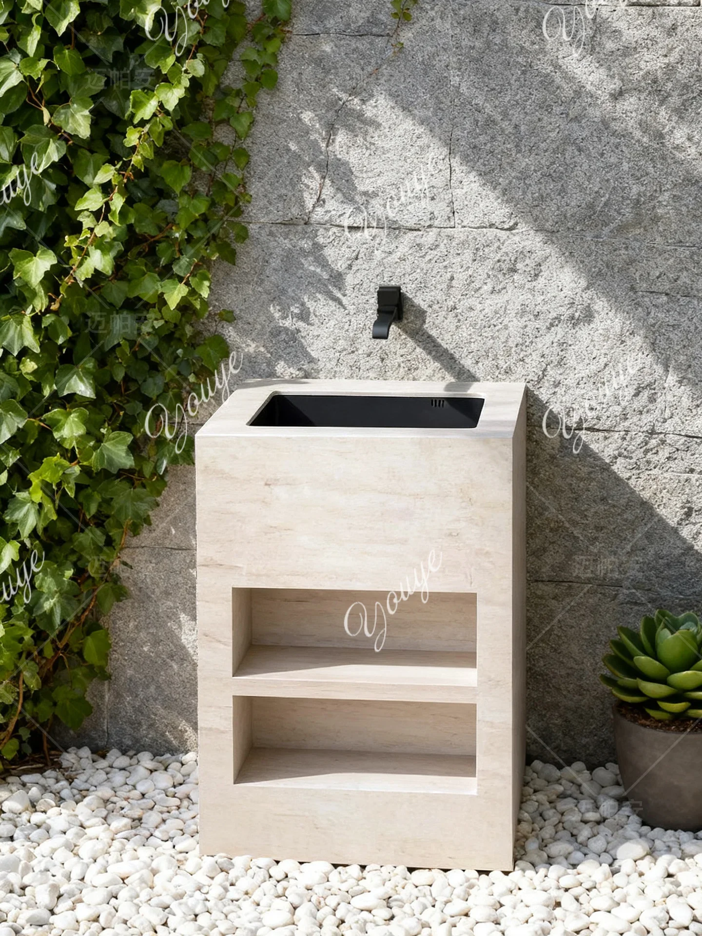 U Pillar rock household board outdoor floor type wash basin garden wash basin outdoor balcony wash basin