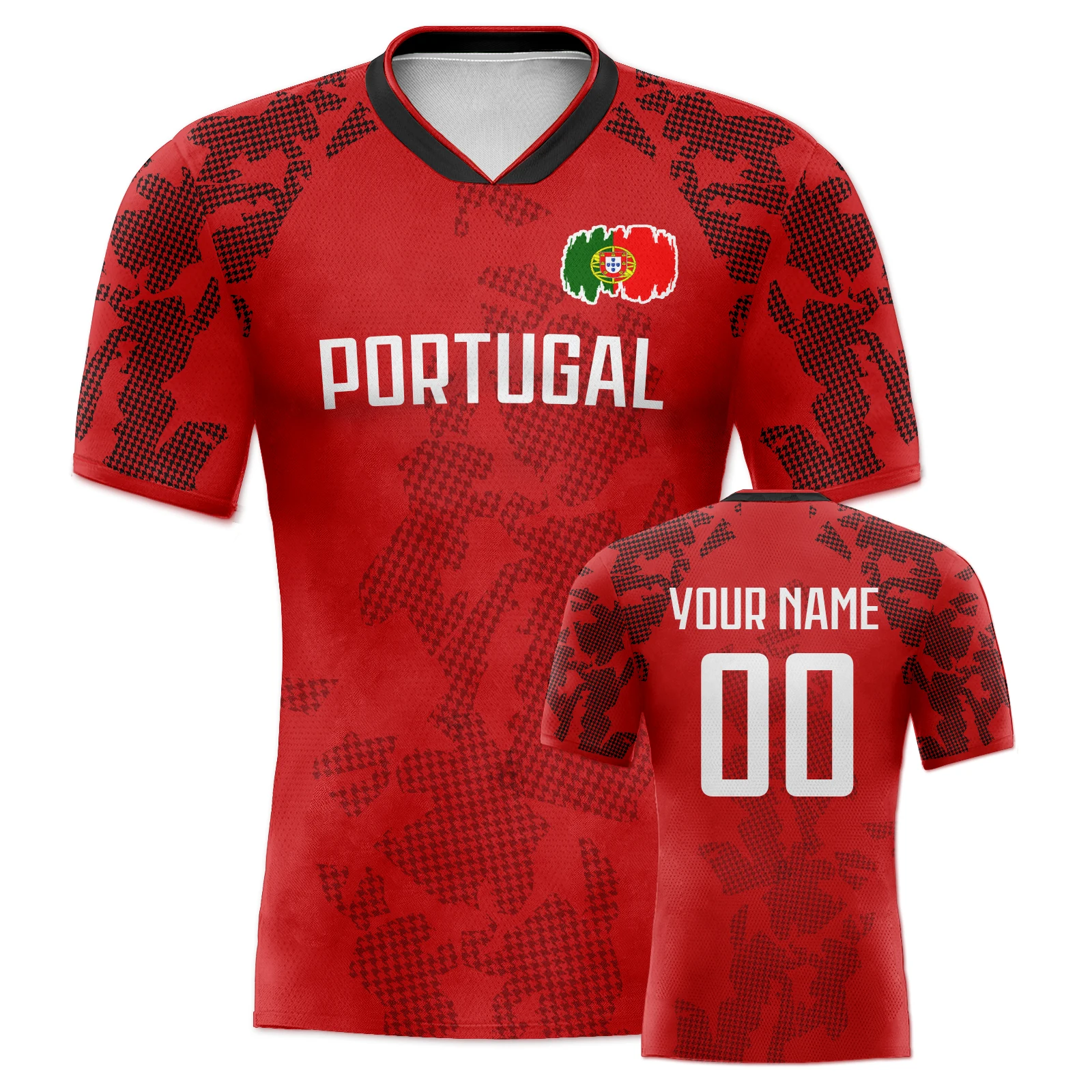 

Футболка сборной Португалии на заказ с персонализированным именем и номером, футболка национальной команды с V-образным вырезом и дизайном флага для мужчин, молодежи и женщин