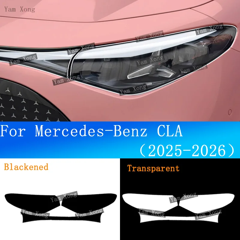 

For Mercedes Benz CLA Class Exterior Front Lamp Black Anti-Scratch Sticker BC Pillar Film Headlight TPU Transparent Protective F