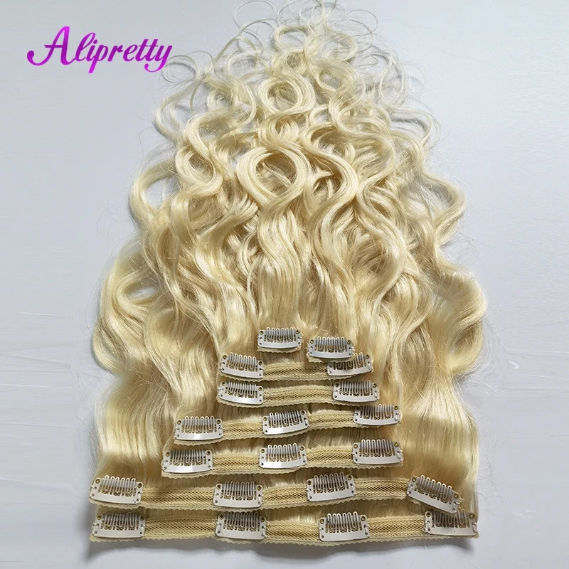 Alipretty 613 Color Human Hair Clip In Extensions Body Wave Blonde Hair For Black Women Natural Wavy Brazilian Hair Weaving