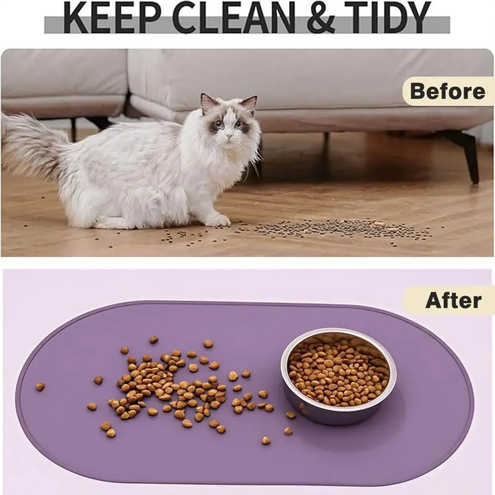 Durable Silicone Pet Food Mat Waterproof Raised Edges Cat Feeding Mat Easy Clean BPA-Free Dog Food Mat Pet Supplies view 2