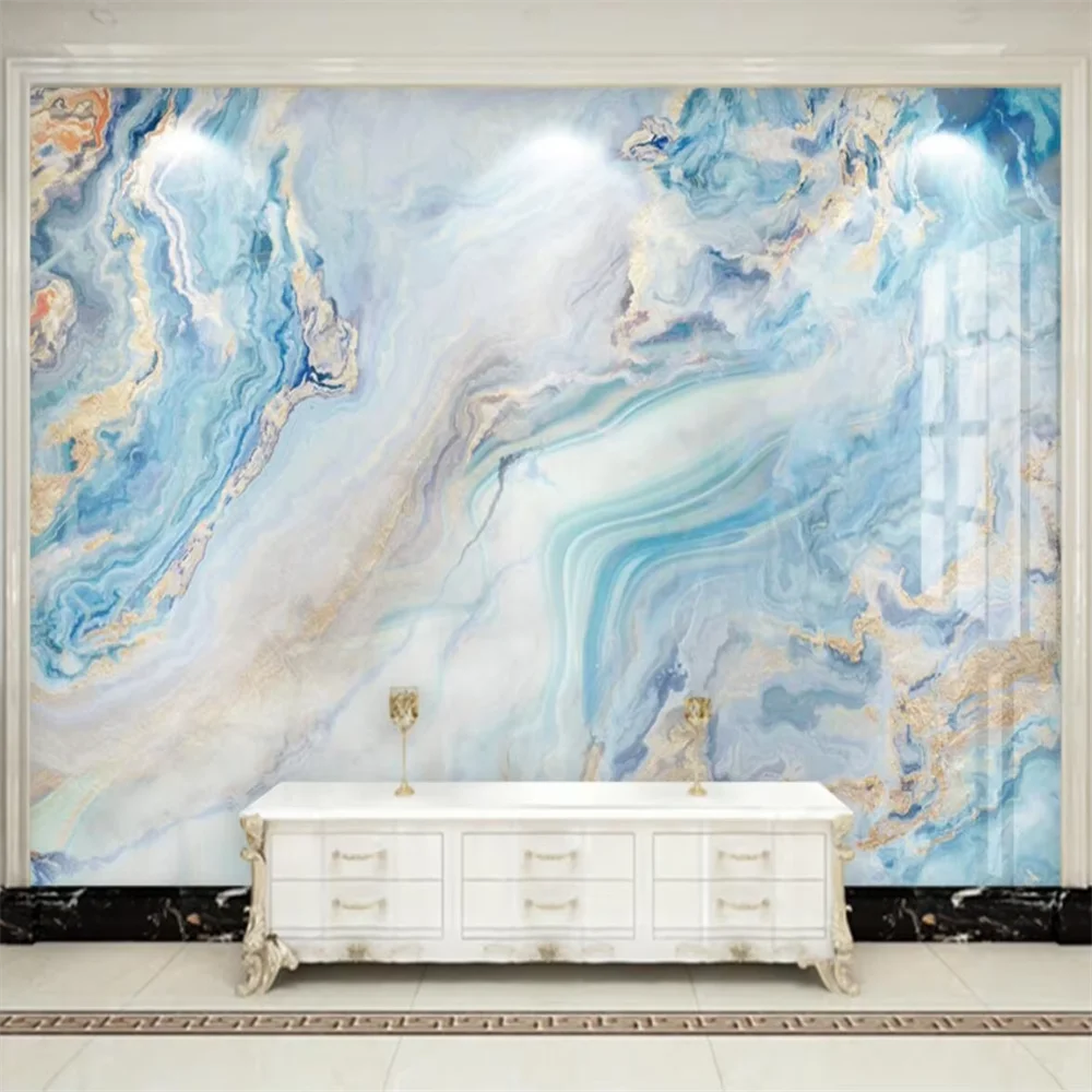 Custom Nordic abstract art line wallpaper mural light luxury Blue Marble wallpapers living room sofa TV background wall covering