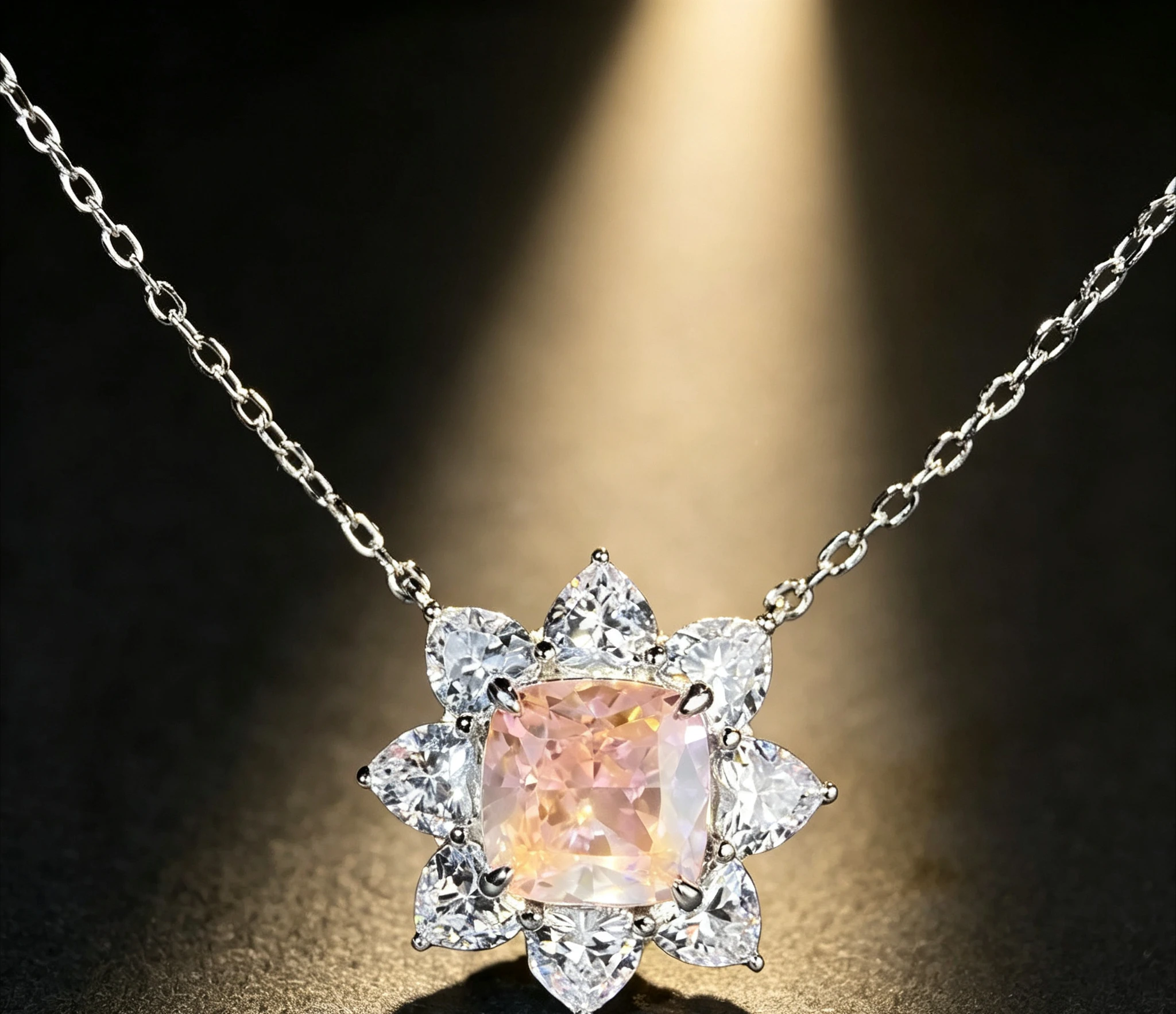 PT950 Platinum Necklace for Women  Sunflower Ice Flower Cut Zircon Necklace  Gift for girlfriend