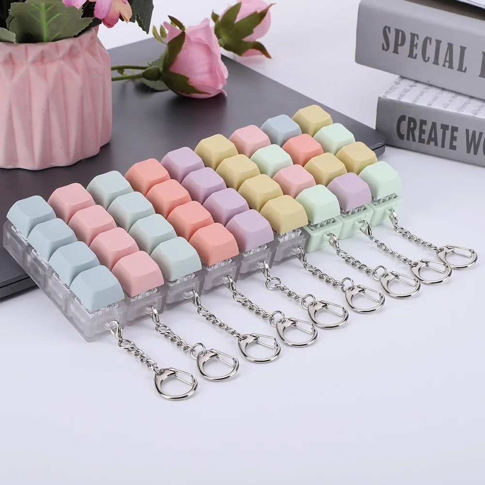 4 Keys Button Keycap Fidget Keychain Keyboard Key Toy Keyboard Clicker Toy Keyboard Cube Toy for Adult Gifts To Relief Pass Time image 3