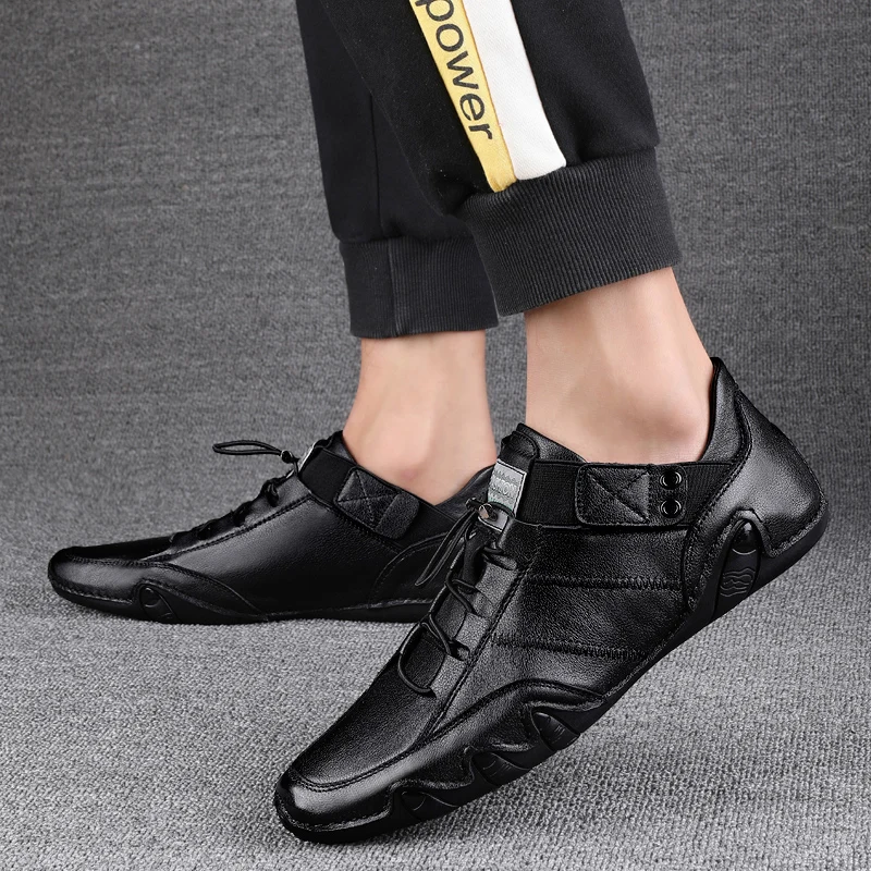 Men Casual Shoes Handmade Leather Loafers Comfortable Men\'s Shoes Quality Split Leather Flat Moccasins Men Sneakers