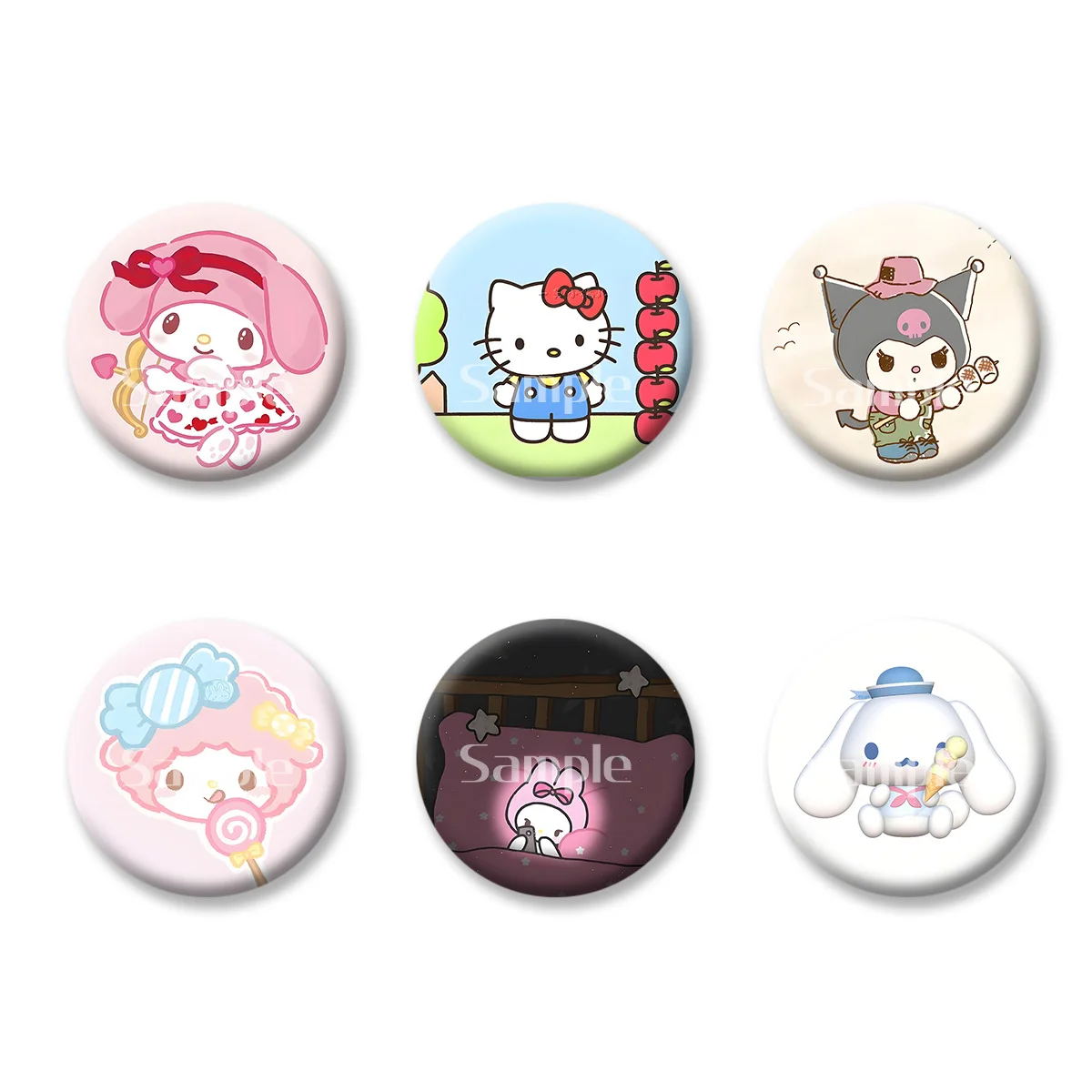 

Flash Badge Cards Sanrio Hello Kitty Anime Cartoon Kuromi Girl Keychains Convenient Makeup Mirror Fridge Magnet ACG Accessories