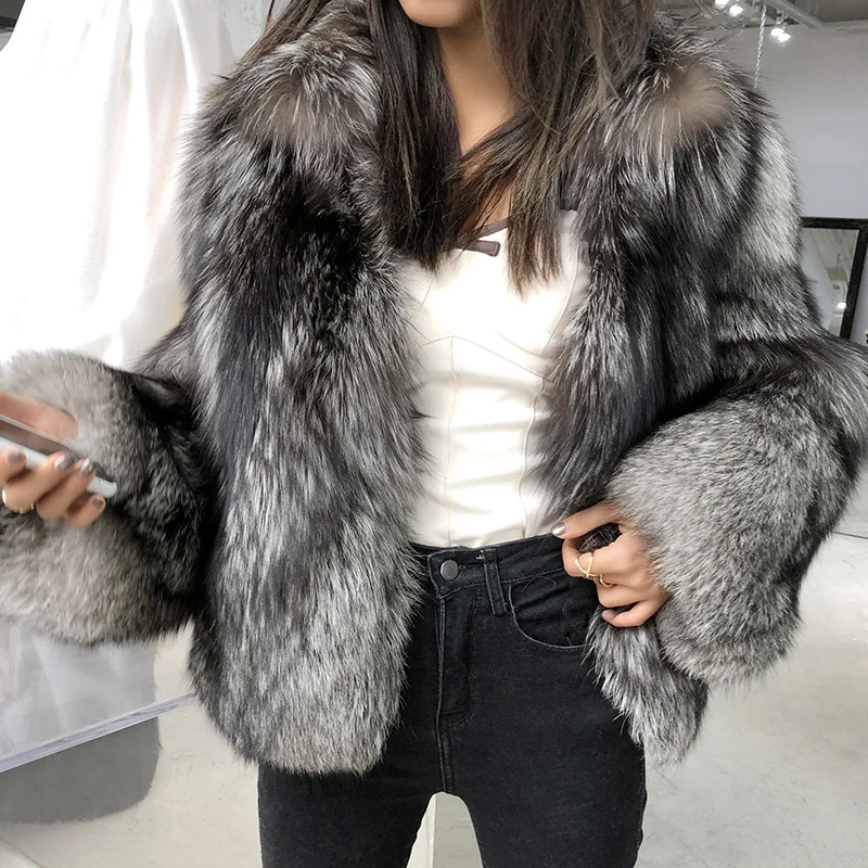 

Winter Women Faux Fox Fur Coat Long Sleeve Fashion Fur Jacket Women's Short Artificial Fox Fur Coat Casual Warm Ladies Fur Coats