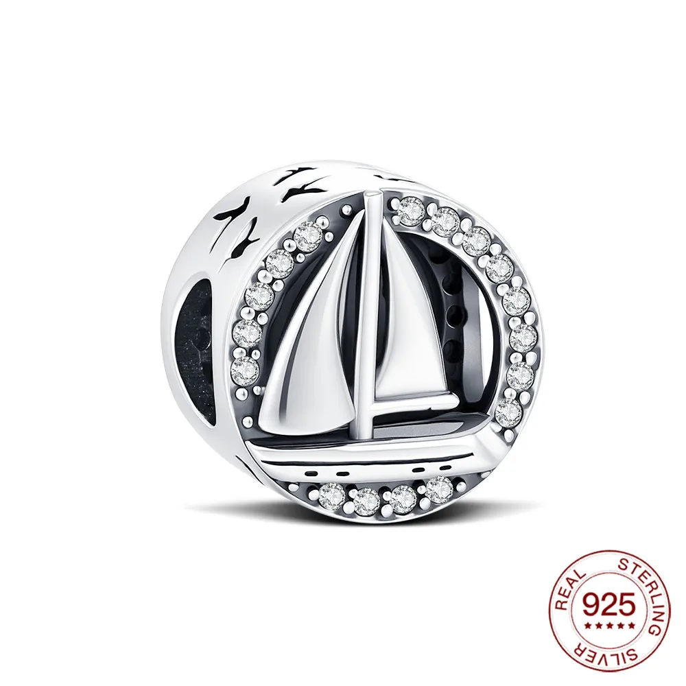 New 925 Sterling Silver Charm Dream Sailing Boat Beads Jewelry Making Original Bracelets Women's Fashion Jewelry Wear Gifts