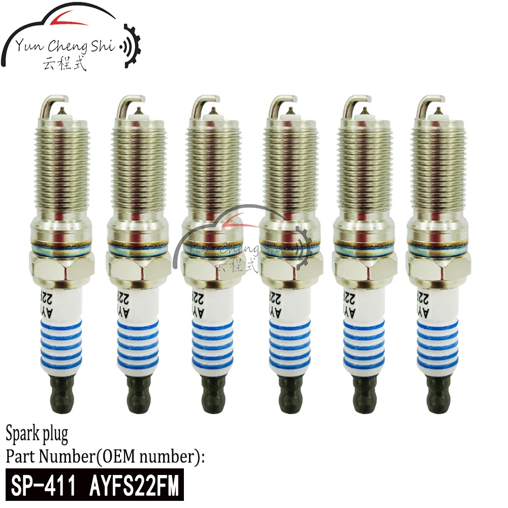 8pcs/Lot New Platinum Spark Plug AYFS22FM SP-411 For Ford Fiesta Edge  Mazda Lincoln Cadillac  SP411 SP 411