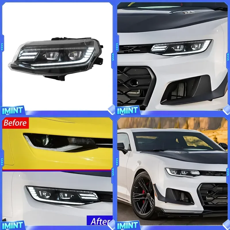 KGKB LED Headlight Assembly for Camaro 2016-2019 Upgrade Dual Projector Lens DRL Dynamic Turn Signal Plug & Play