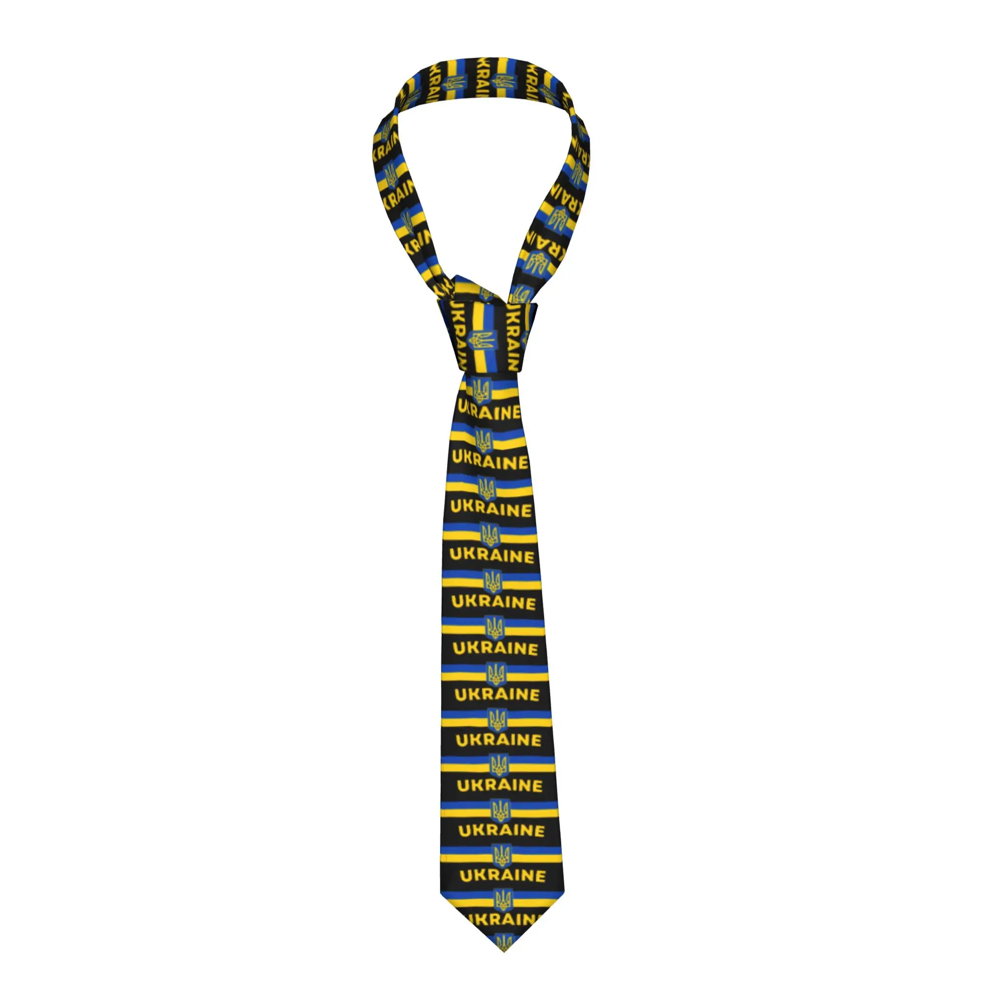 Men's Tie Ukrainian Coat Of Arms Neck Ties Ukraine Flag Casual Collar Tie Custom Daily Wear Party Quality Necktie Accessories