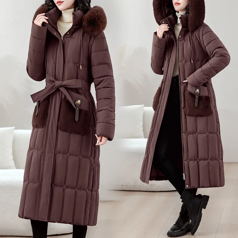 Winter Padded Coats Women Loose Solid Hooded Windproof Warm Parkas Pockets Removable Sleeves Faux Fur Collar Outer Garment Trend