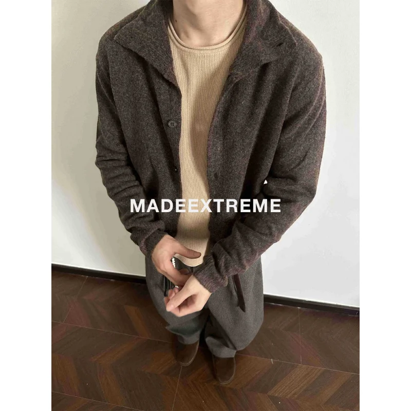 

[EME] Autumn Floral Yarn Wool Blend Half Turtleneck Vintage Loose Lazy Feel Knitted Sweater for Men and Women