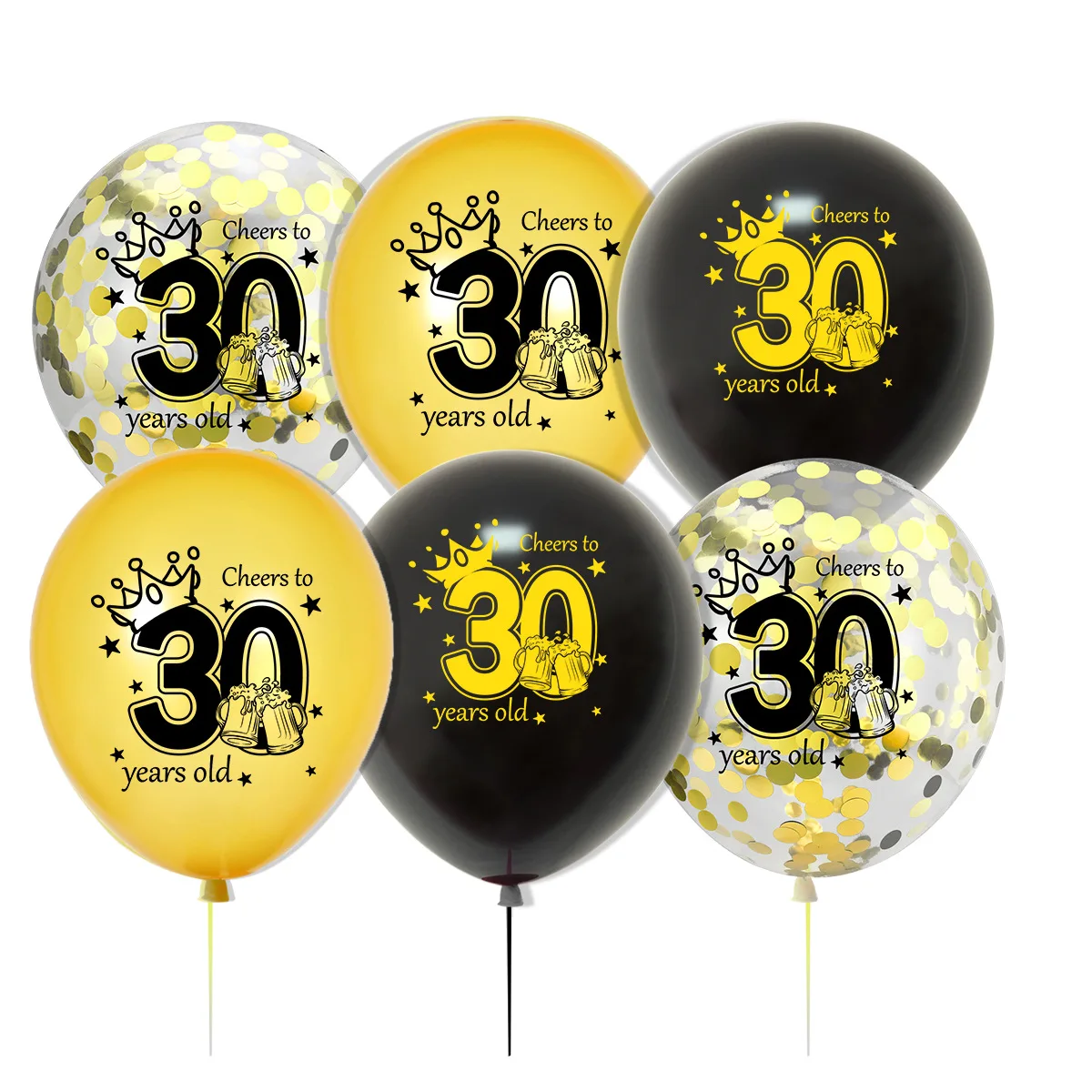 10/12pcs Black Gold Adult Birthday Balloon 30 40 50 60 Years Old Birthday Party Decorations Baloon 30th Birthday latex balloon