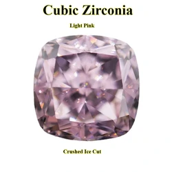 Cubic Zirconia Cushion Shape Crushed Ice Cut Light Pink Gemstones Synthetic Lab Zircon CZ 4K Cutting 5A+ Jewelry Making Material