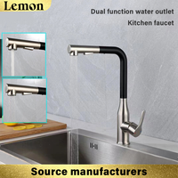 Kitchen pull-out faucet with pull-down spray, dual-mode water flow, pull-out range 60 cm