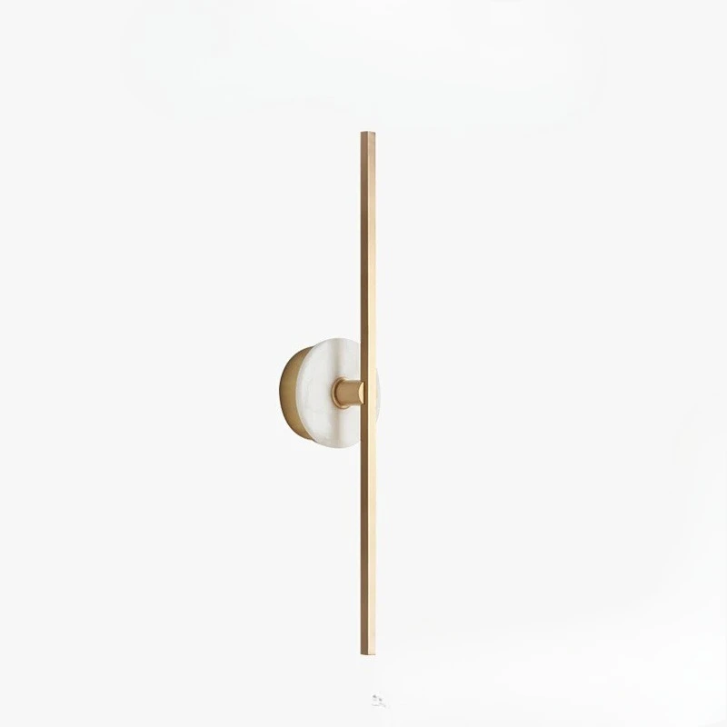 Italian minimalist all-copper natural marble strip wall lamp living room bedroom background wall ambient aisle lamp
