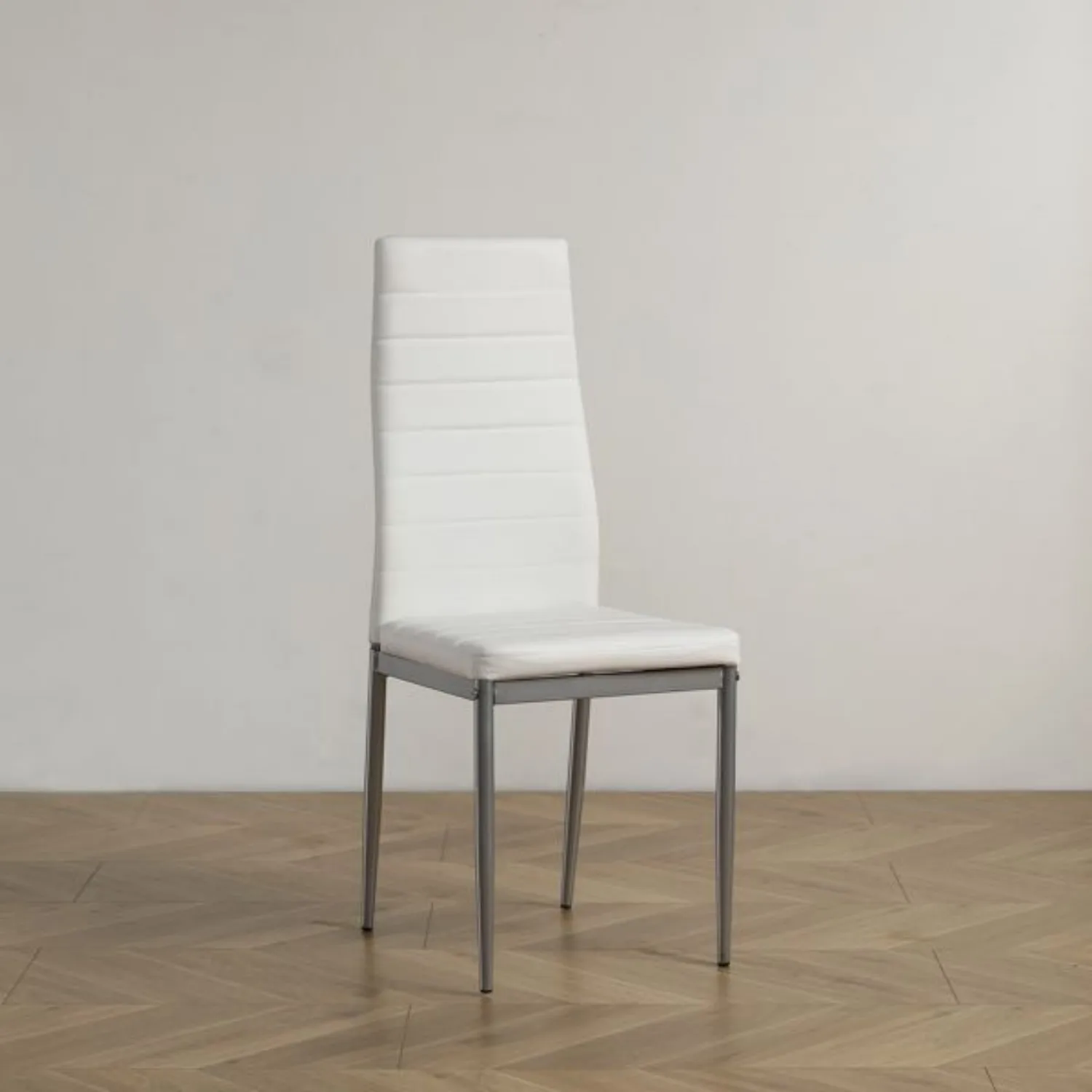 

4 шт., подушка на спинку, горизонтальное шитье, украшение, обеденный стул из искусственной кожи, круглая трубка, белая подушка, серая ножка N201 (замена коди