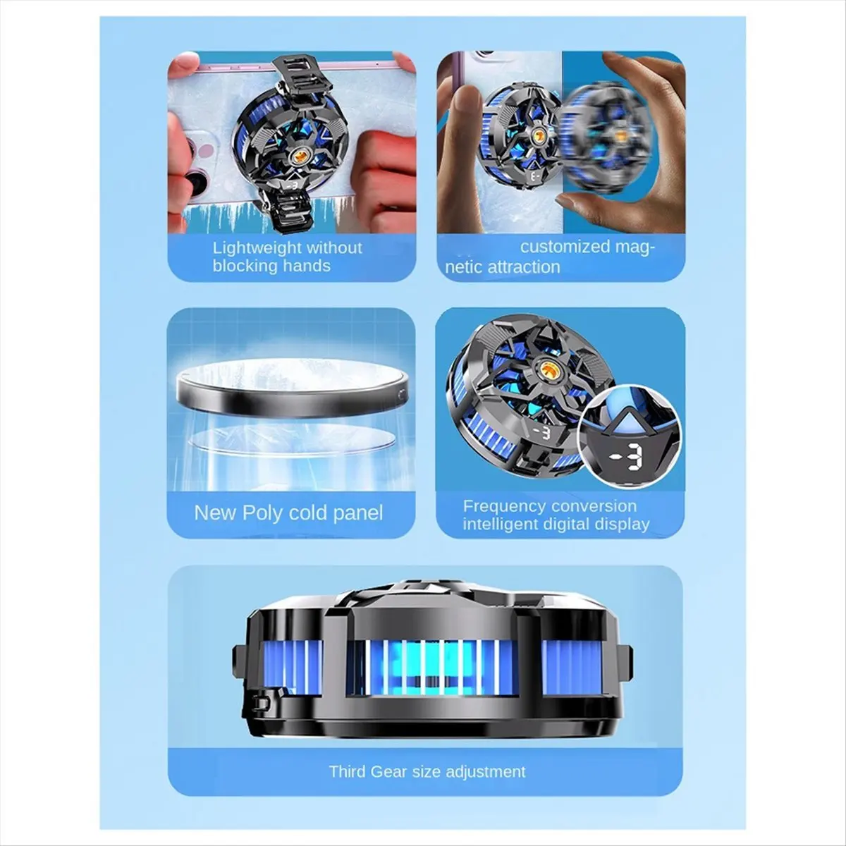 NEW Magnetic Mobile Radiator Phone Cooler Silent Semiconductor Cooling Fan Cooler Magnetic/Back Clip 2-In-1 for Tablet/Phone