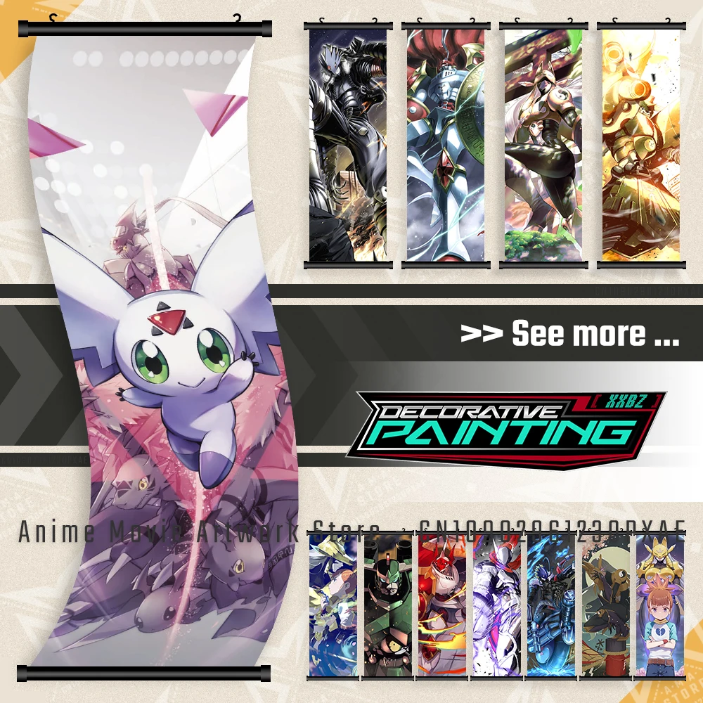 

Vintage Room Wall Artwork Hanging Painting Anime Digimon Poster Canvas Print Home Decoration Bedside Background Scrolls Picture