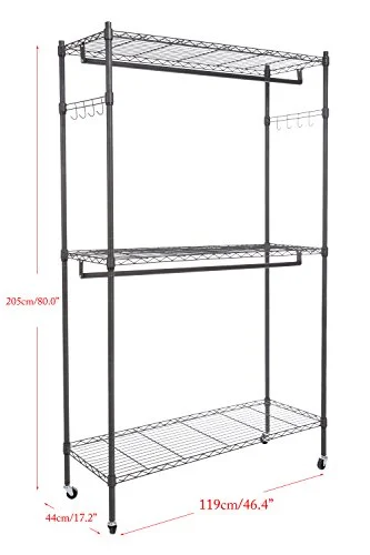 Three-Layer Chrome Plated Stainless Steel Silver Non-Folding Multifunction Clothes Rack Sturdy Metal Drying Rack 200kg