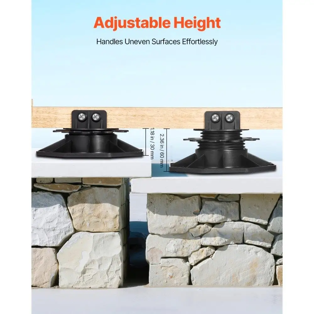Adjustable Deck Support Pedestal Base 12 Pcs Height Range 1.18 to 2.36 Inches for Outdoor Flooring Installation