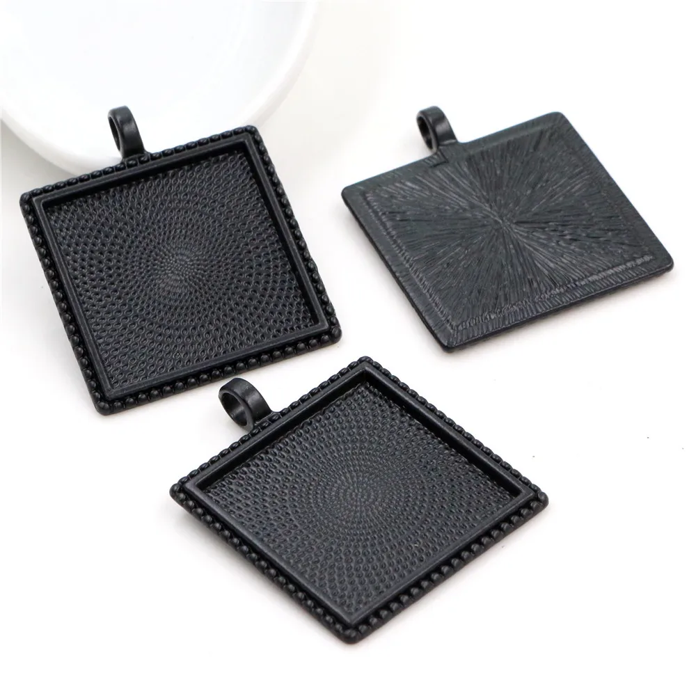 Nowa moda 5 sztuk 25mm wewnętrzna rozmiar antyczne srebro pozłacane i czarne i brązowe kolory kwadratowy Cabochon ustawienie bazy Charms wisiorek — zdjęcie 5