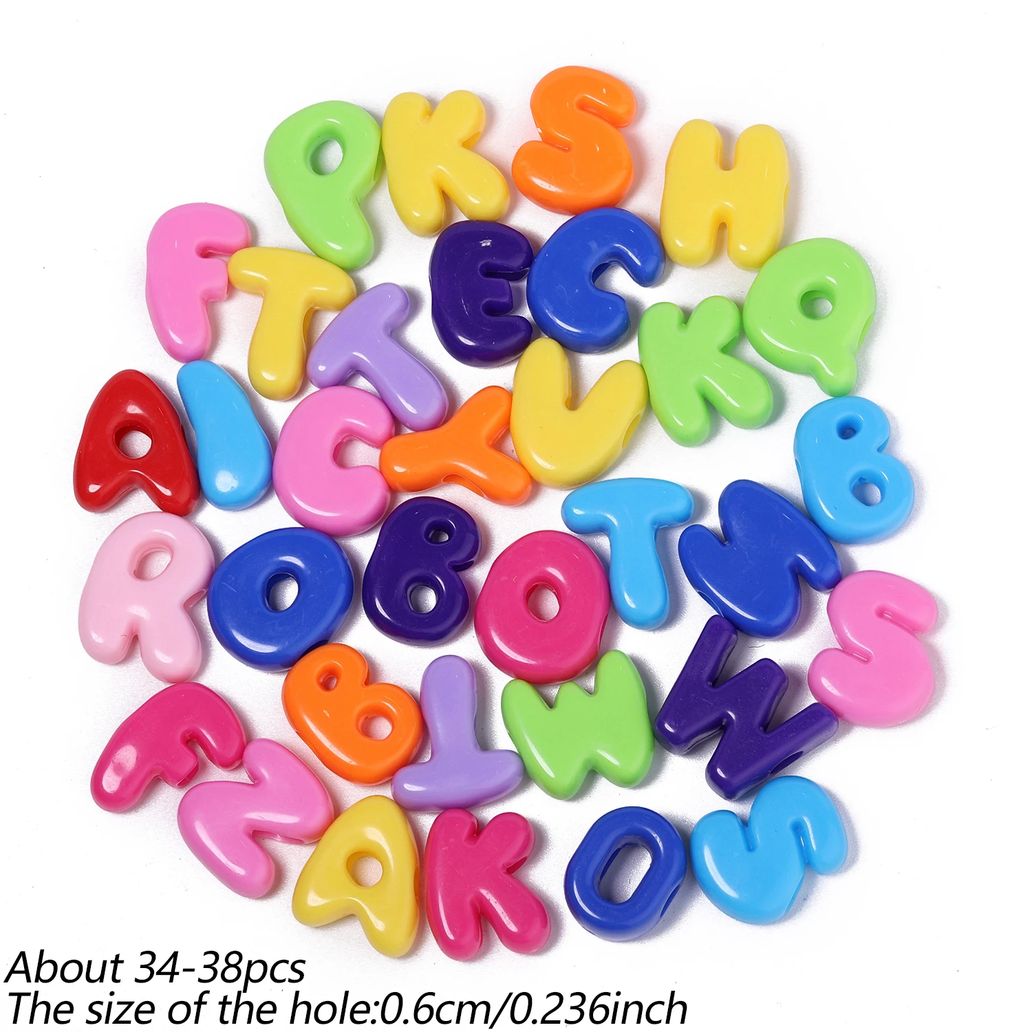 Gemischte, niedliche englische Acryl-Buchstabenperlen für die Schmuckherstellung, lose Spacer-Perlen mit großem Loch, DIY-Armband, Halskette, Großhandel – Detail 5