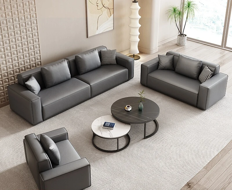 

Customized office sofa leather business rest area VIP reception meeting room sofa coffee table combination set