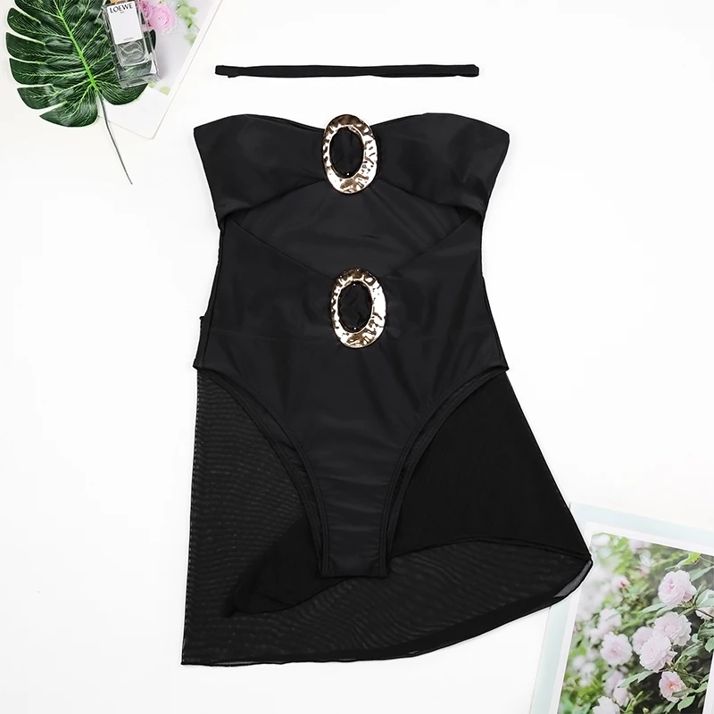 Traje de baño hueco de una pieza con cubierta, traje de baño Sexy para mujer, trajes de baño con hombros descubiertos, traje de baño de retazos, traje de baño con cinturón, ropa de playa