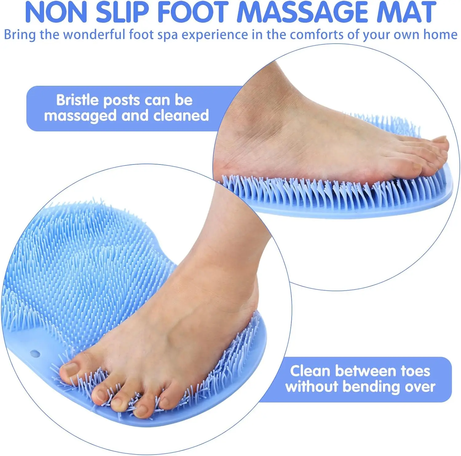 Foot Washing Mat Foot Brush Foot Washer Shower Foot Mat with Suction Cup Shower Foot Massager Scrubber Foot Bath Foot Cleaner