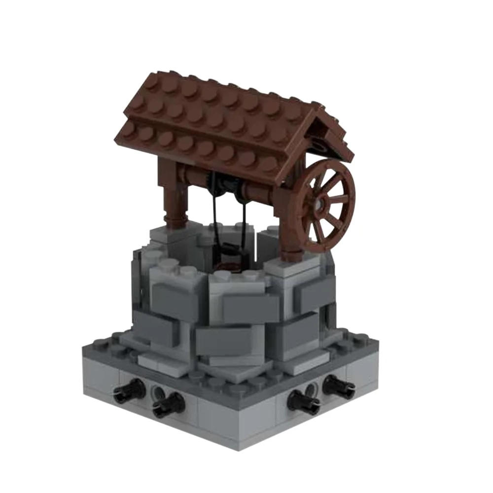 Blocs de construction MOC Scène de puits d'eau vintage, modèle de puits médiéval de village, briques à assembler soi-même, objet de collection, ornement de bureau, jouet