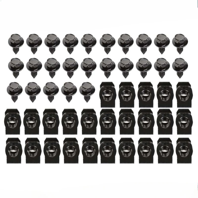 50pc Auto Fender Body Bolts U Nuts Kit For Car Engine Guard Mudguard