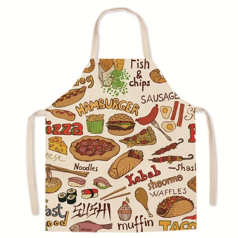 New Hamburg Fries Apron Kitchen Anti Fouling Sleeveless Cover Digital Printing Household Kitchen Supplies Apron Delantal Cocina