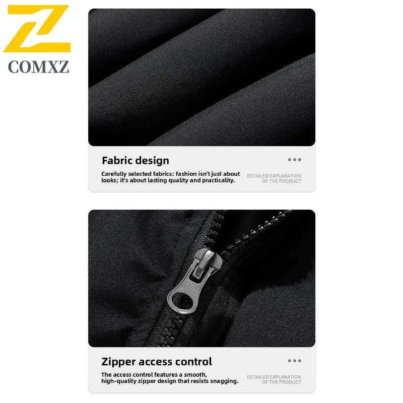 COMXZ 2025 الرجال بلون منتصف طويلة سترة قطن الخريف الشتاء سميكة الدافئة العصرية ملابس خارجية منتصف العمر الشباب ارتداء اليومي ​