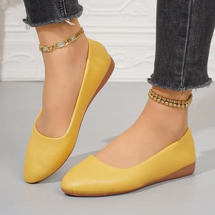 Einfarbige Ballerinas für Damen mit spitzer Zehenpartie, leicht und bequem, zum Hineinschlüpfen, für Alltag, Büro, Schule und Reisen – Detail 26