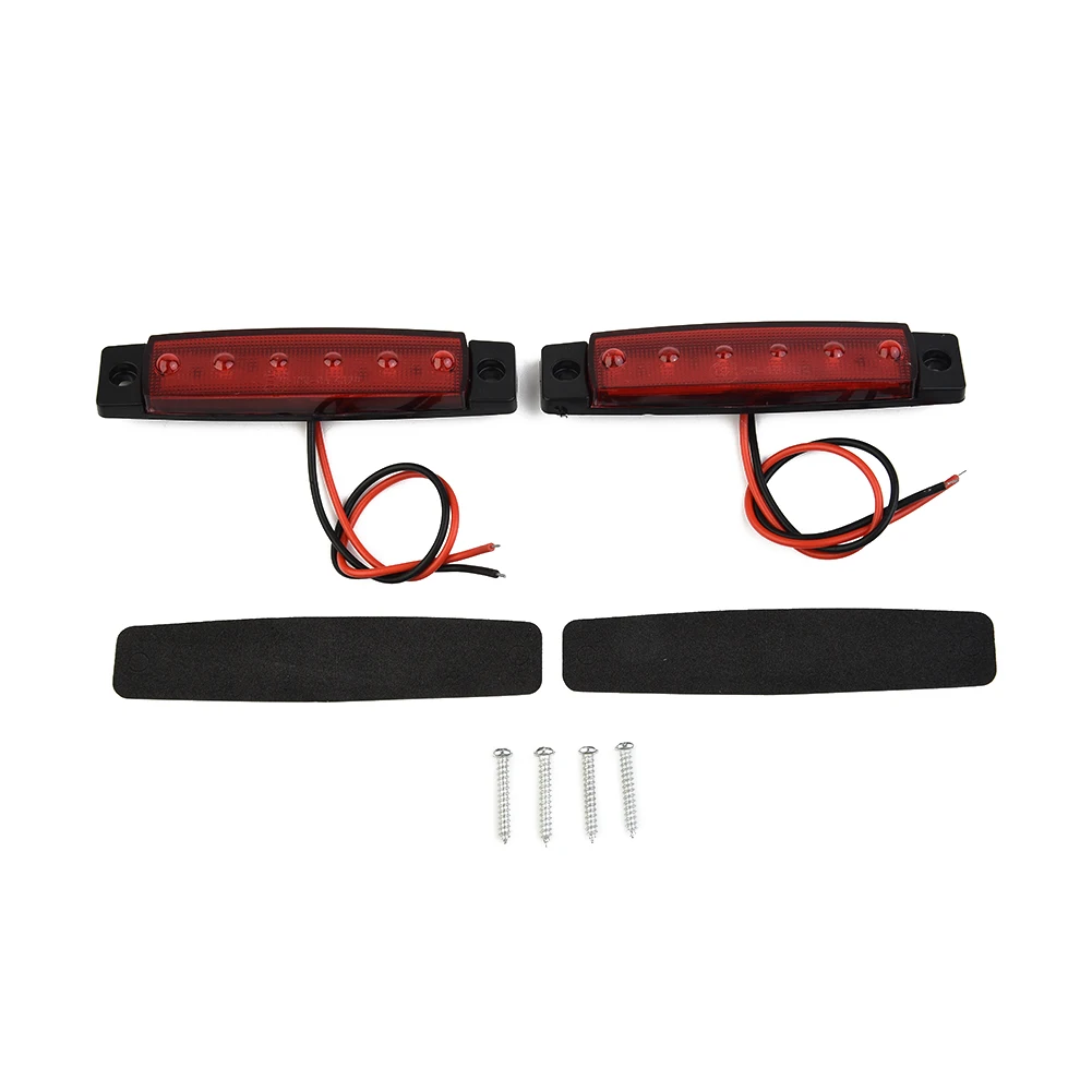 

2 PCS Car Side Marker Lights 6-LED Red Sealed Turn Brake Stop Tail Light For Truck Trailer RV Boat12V Waterproof Car Accessories