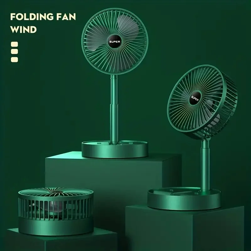 Stand Fan, 6 Inch Folding Portable Telescopic Floor/USB with Rechargeable Battery,3 Speeds Super Quiet Adjustable Height