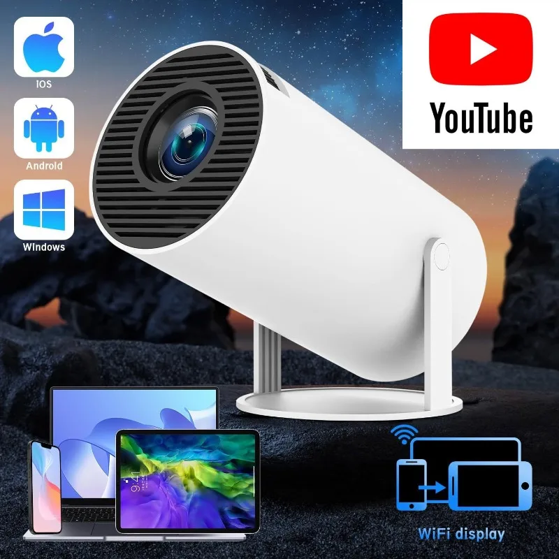 HY300Pro Tube Mini Projector,Wireless Phone Mirroring,HD Portable Home Projector
