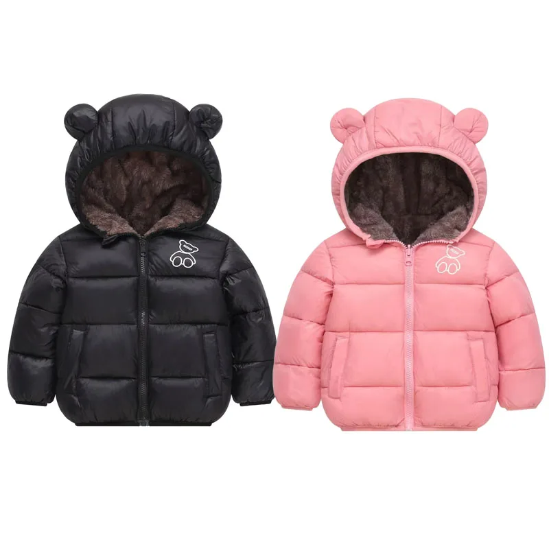 Winter Baby Thick Cotton Jackets Kids Padded Fleece Warm Outerwear Girls Boys Hooded Down Coats Clothes Snowsuit 2-6 Years